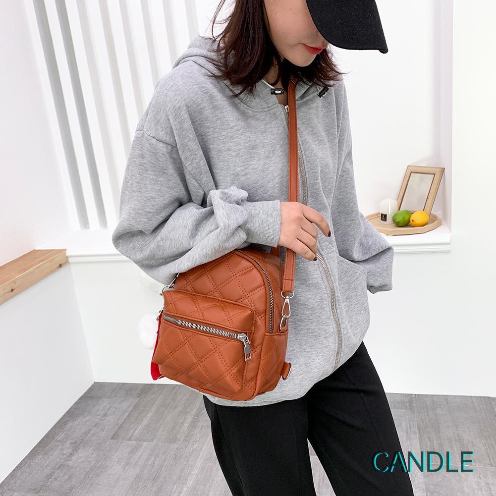 Ba Lô Da Đính Quả Bông Xinh Xắn Cho Nữ