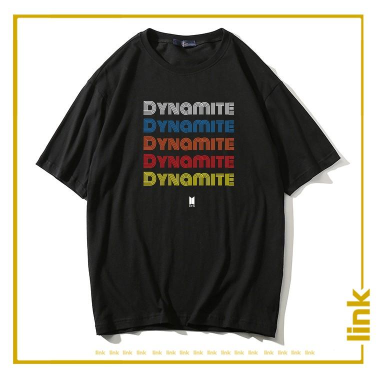 Áo thun tay lỡ DYNAMITE BTS trước ngực UNISEX ( Đen, Trắng, Vàng )