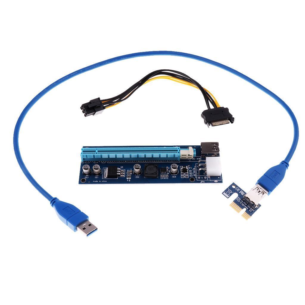 Dedicated Graphic Card PCIE 1X to 16X Riser Power Supply USB3.0 Cable