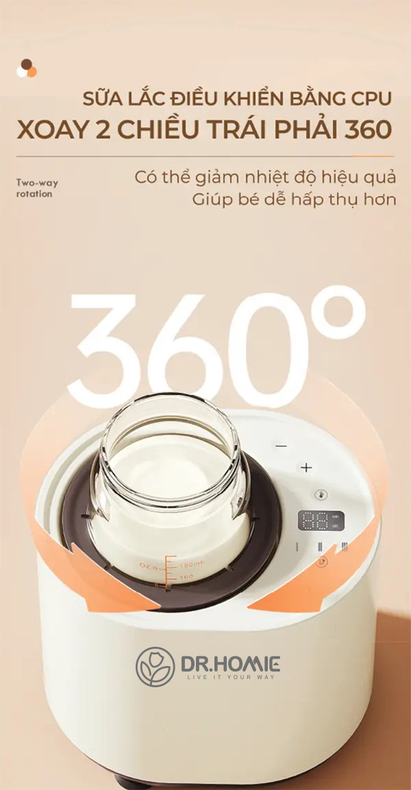 [CHÍNH HÃNG] Máy lắc sữa giữ ấm hâm sữa đa năng DrHomie G63
