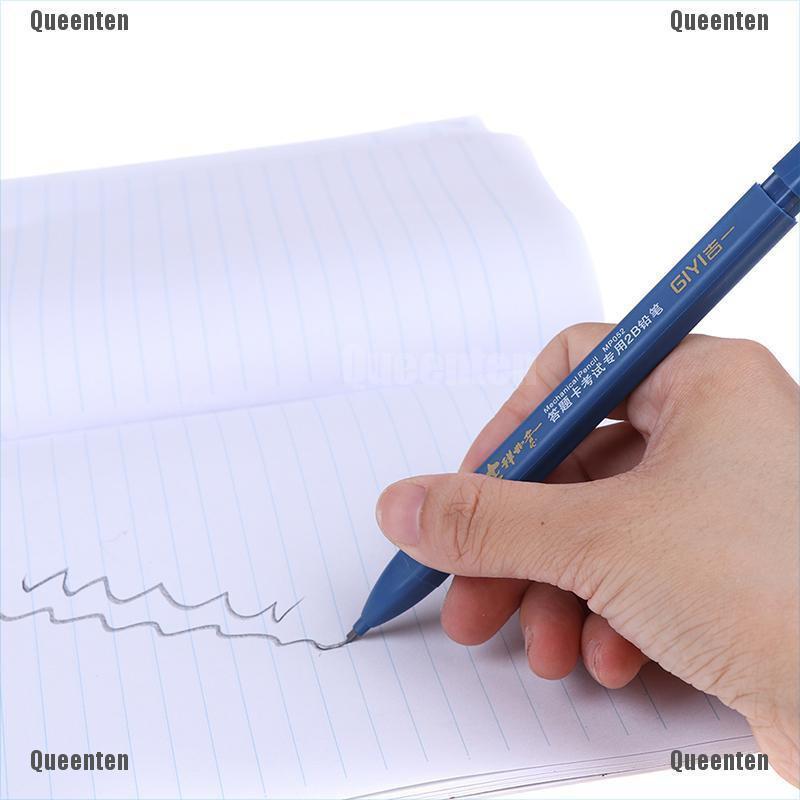 ★Queen 2B Lead Holder Exam Mechanical Pencil With 6PCs Lead Refill Set Student Supplies