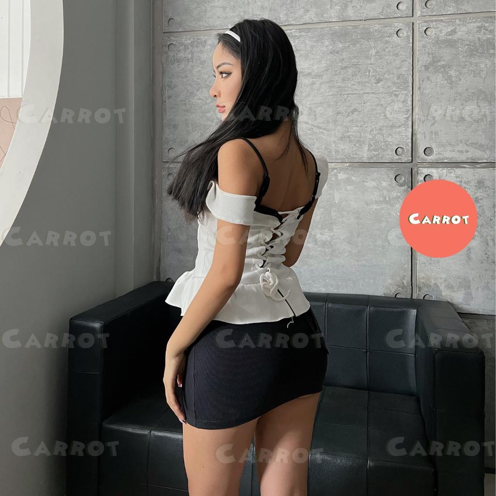 Áo đan dây lưng chân váy ngắn ôm body gợi cảm đi chơi đi du lịch vải thun cao cấp carrotxinhdep