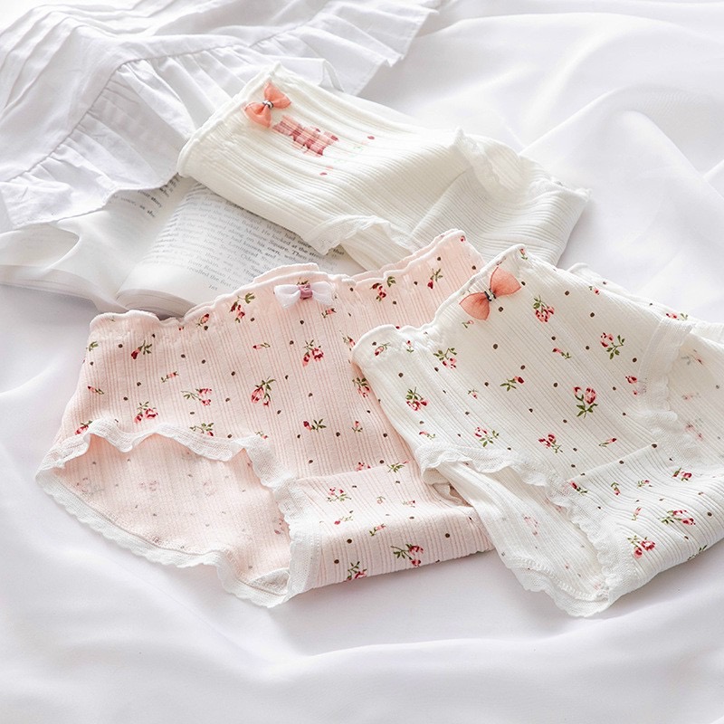 Hình ảnh Combo 5 quần lót nữ cotton dễ thương Freesize - Kiểu hoa hồng Rosie (giao màu ngẫu nhiên)