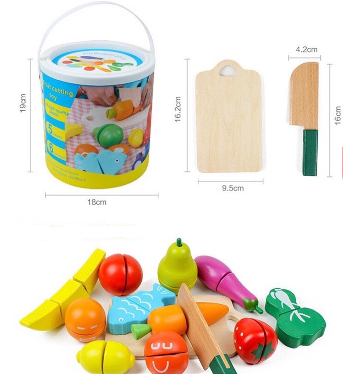 Bộ các loại rau củ quả trái cây bằng gỗ cao cấp