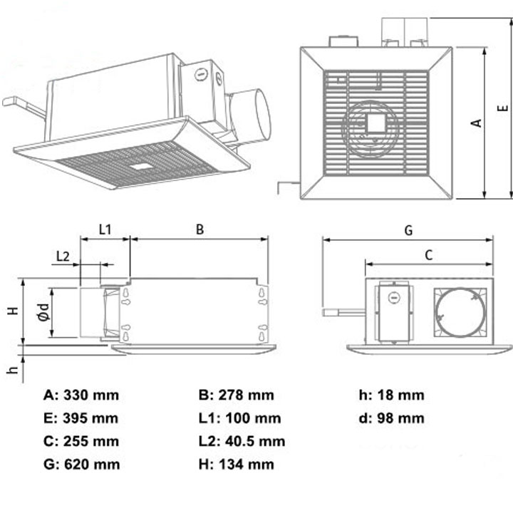 Quạt Thông Gió Âm Trần Vents  CBF LP 200- Hàng Chính Hãng