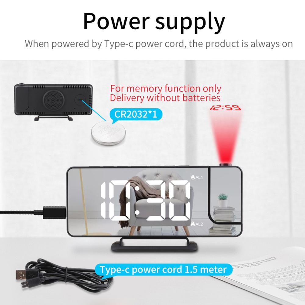 Đèn LED mặt gương TS-9211 kiêm Đồng hồ kỹ thuật số với 2 bộ đồng hồ báo thức Snooze Chức năng Shaker Bed