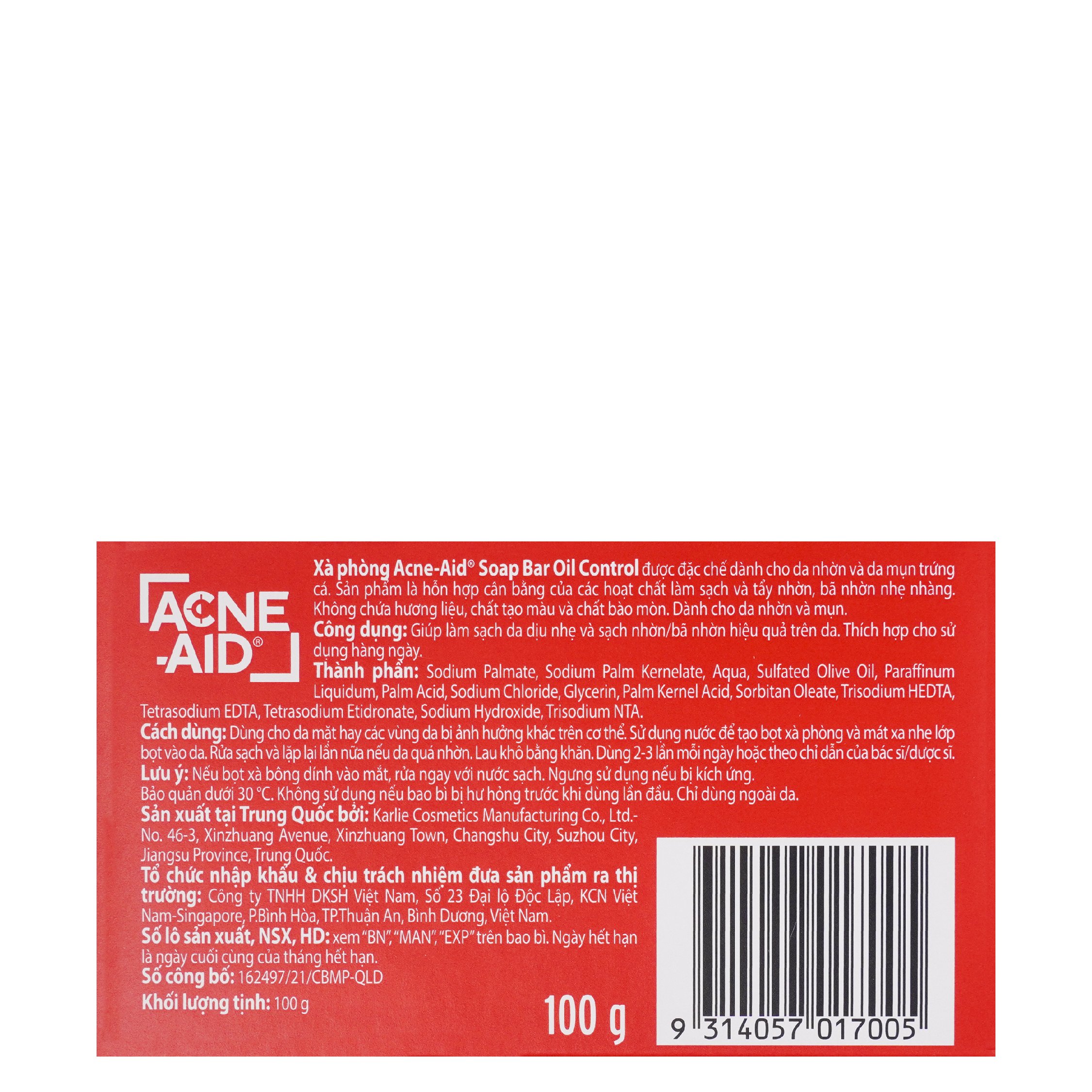 Xà Phòng Rửa Mặt Và Giảm Mụn Acne-Aid Bar 100g