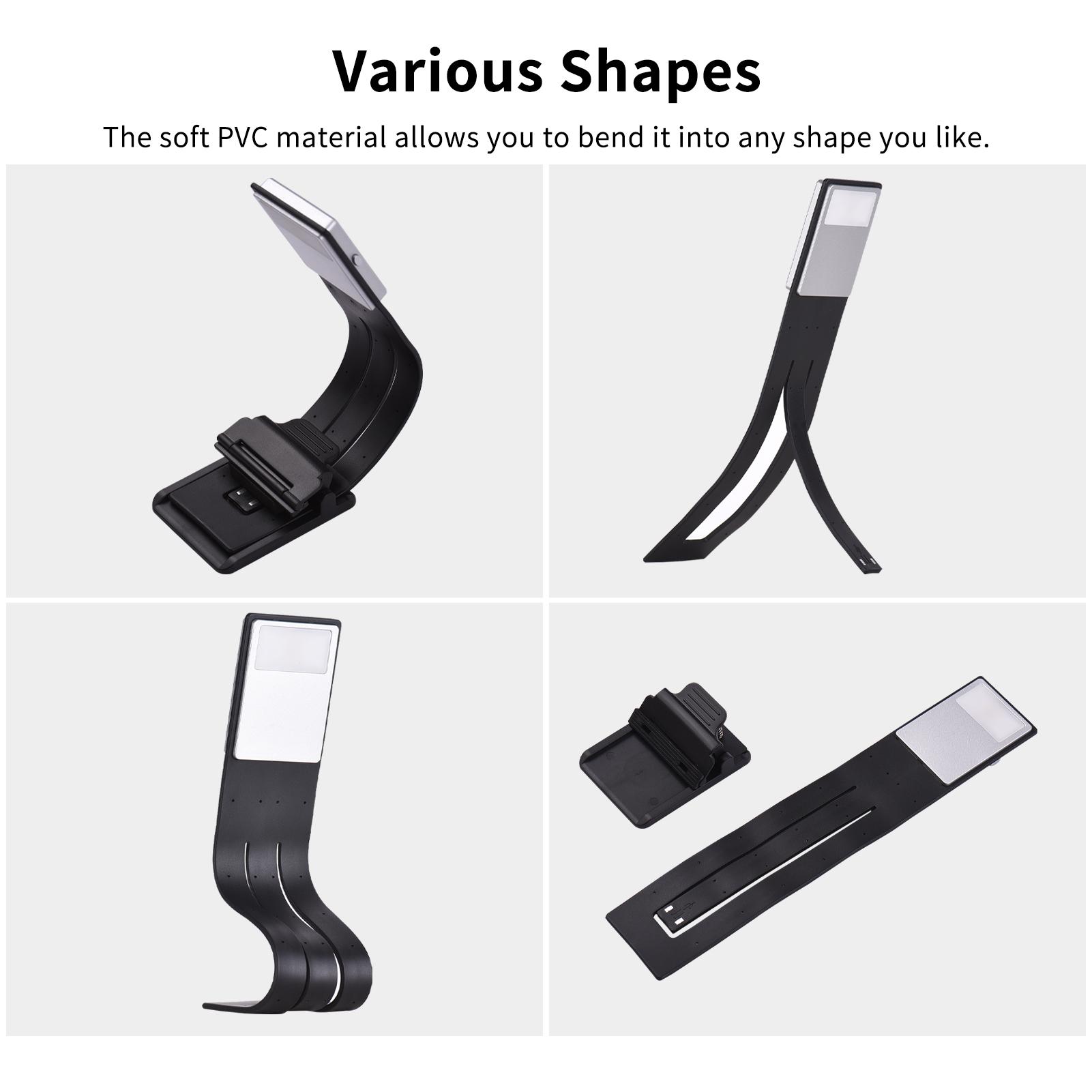 Rechargeable Reading Light Bookmark LED Light Eye Protection 3 Color Temperature Stepless Dimming with Magnetic Clip for