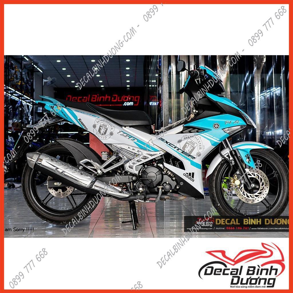 Tem Xe Exciter 150 - Tem Trùm dành cho Exciter 150 Mẫu Đội Bóng MU Manchester United Xanh Trắng