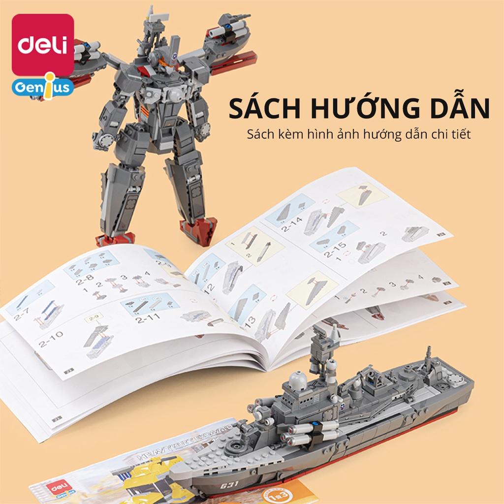 Bộ Đồ Chơi Lắp Ghép Robot Biến Hình Deli - Mô Hình Chiến Hạm, Trực Thăng, Xe Tăng Cao Cấp Cho Bé Thỏa Sức Sáng Tạo - YP118 YP119 YP220