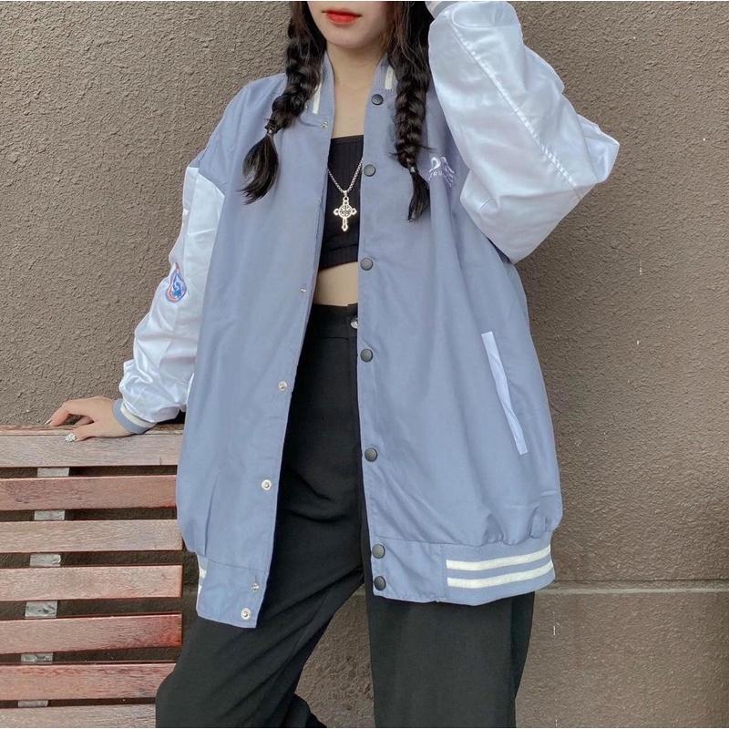 Áo khoác dù BOMBER BADGE form rộng Ulzang màu XANH/ĐEN/TAN /Nam nữ unisex ️ Jaystoree ️