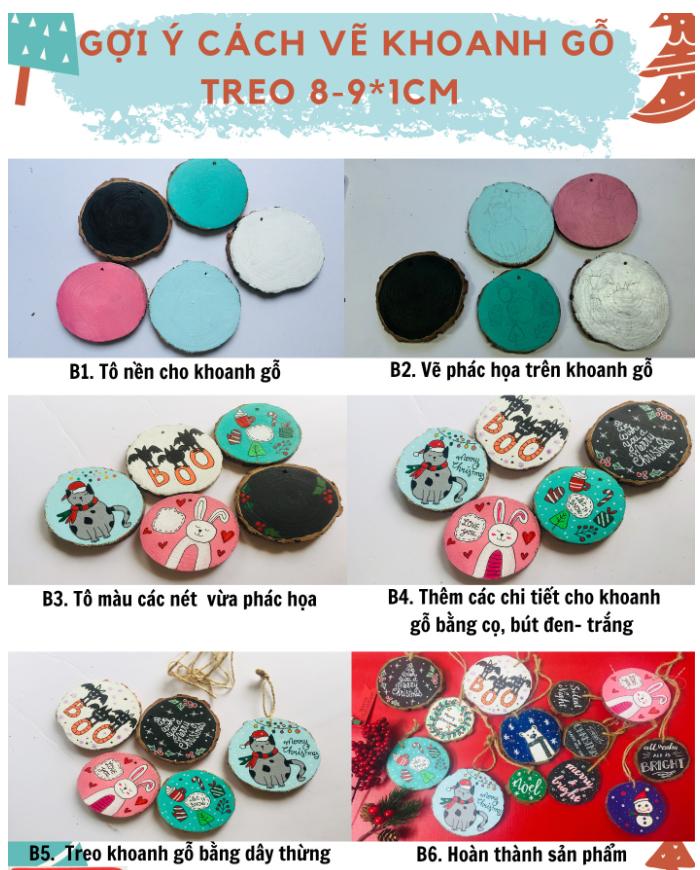 Bộ Nguyên Liệu Vẽ 5 Khoanh Gỗ Trang Trí Giáng Sinh - Vinacraft