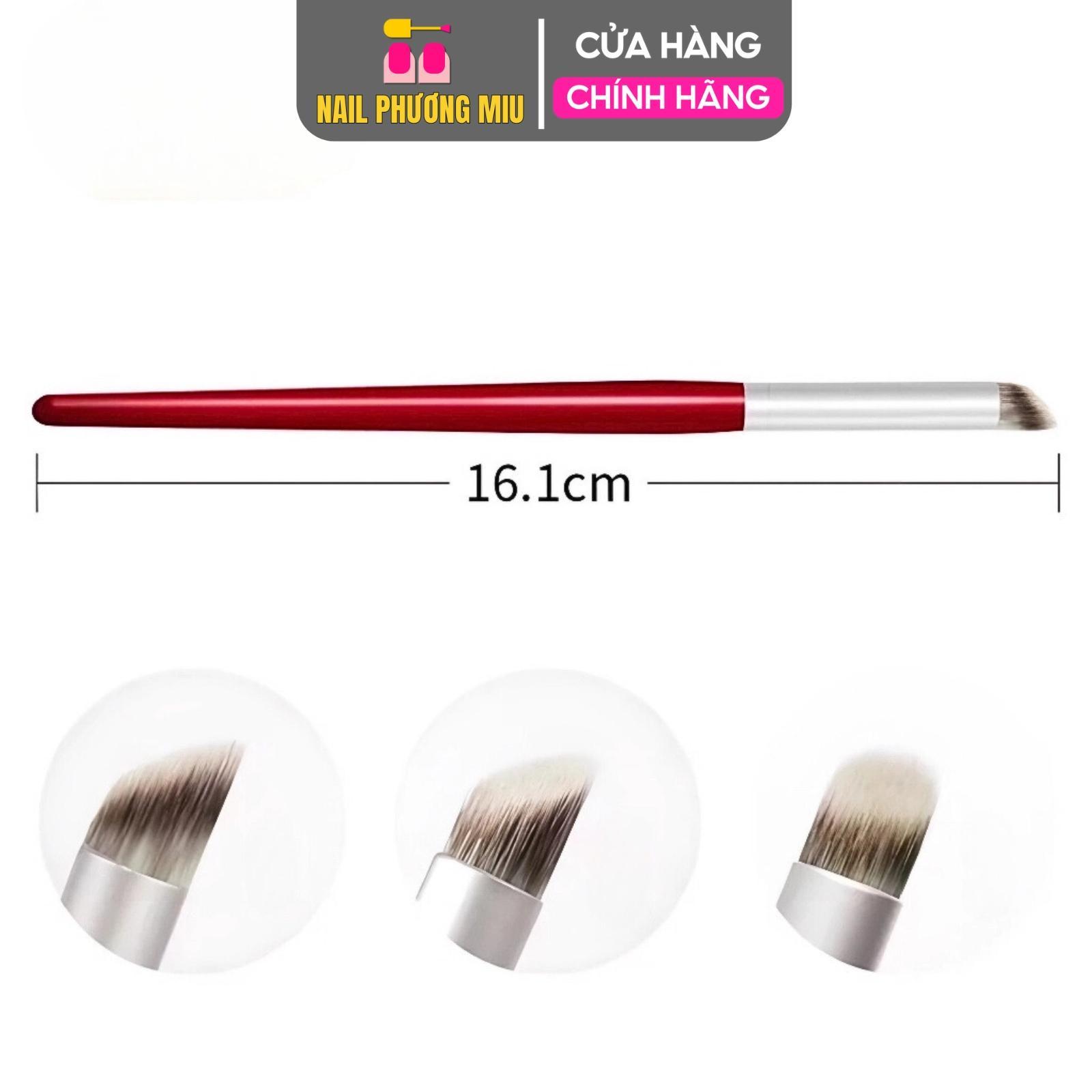 Cọ Ombre Đầu Tròn Cán Gỗ Đỏ Đầu Xiên, Lông Mềm, Dề Cầm, Dễ Tán Màu, Cọ Dặm Omber Chuyên Dụng Làm Móng Nail Phương Miu Cosmetic Nữ Trang Điểm