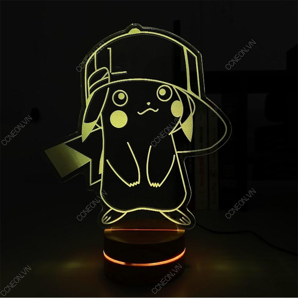 Đèn Led 3D Pikachu - Đèn Led 16 Màu Hình Nhân Vật Hoạt Hình, Đèn Ngủ Led 3d, Cảm Ứng , Điều Khiển Từ Xa