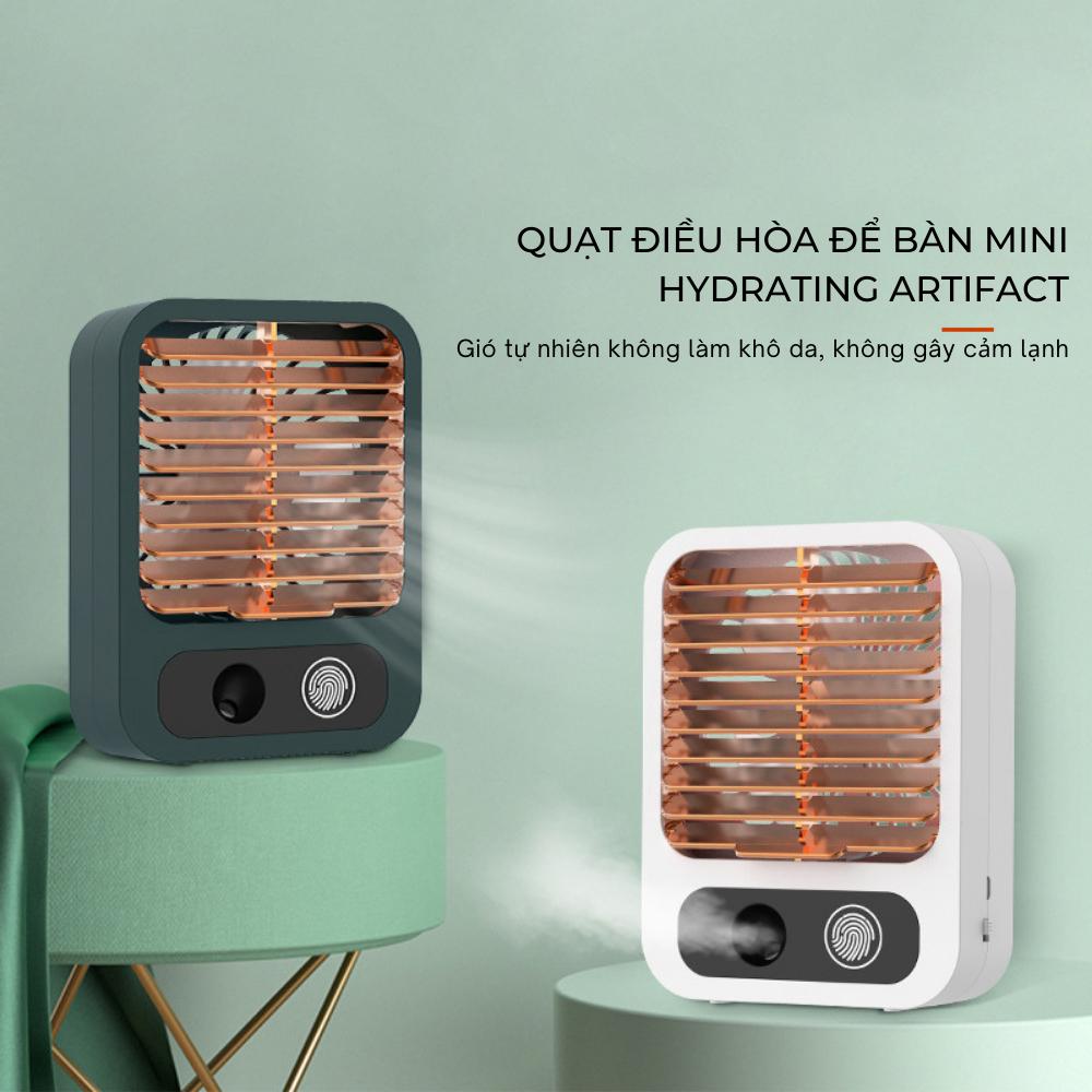 Quạt điều hoà mini để bàn, quạt hơi nước phun sương sạc tích điện 3 tốc độ gió, dung tích bình 150ml, bảo hành 6 tháng