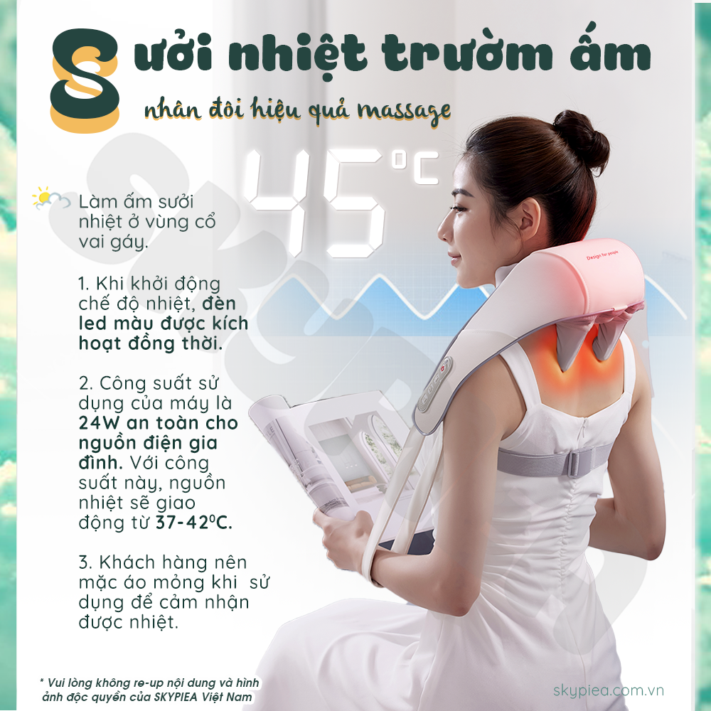 Máy massage cổ vai gáy SKYPIEA-2320, model 2023, bảo hành 12 tháng, massage toàn thân