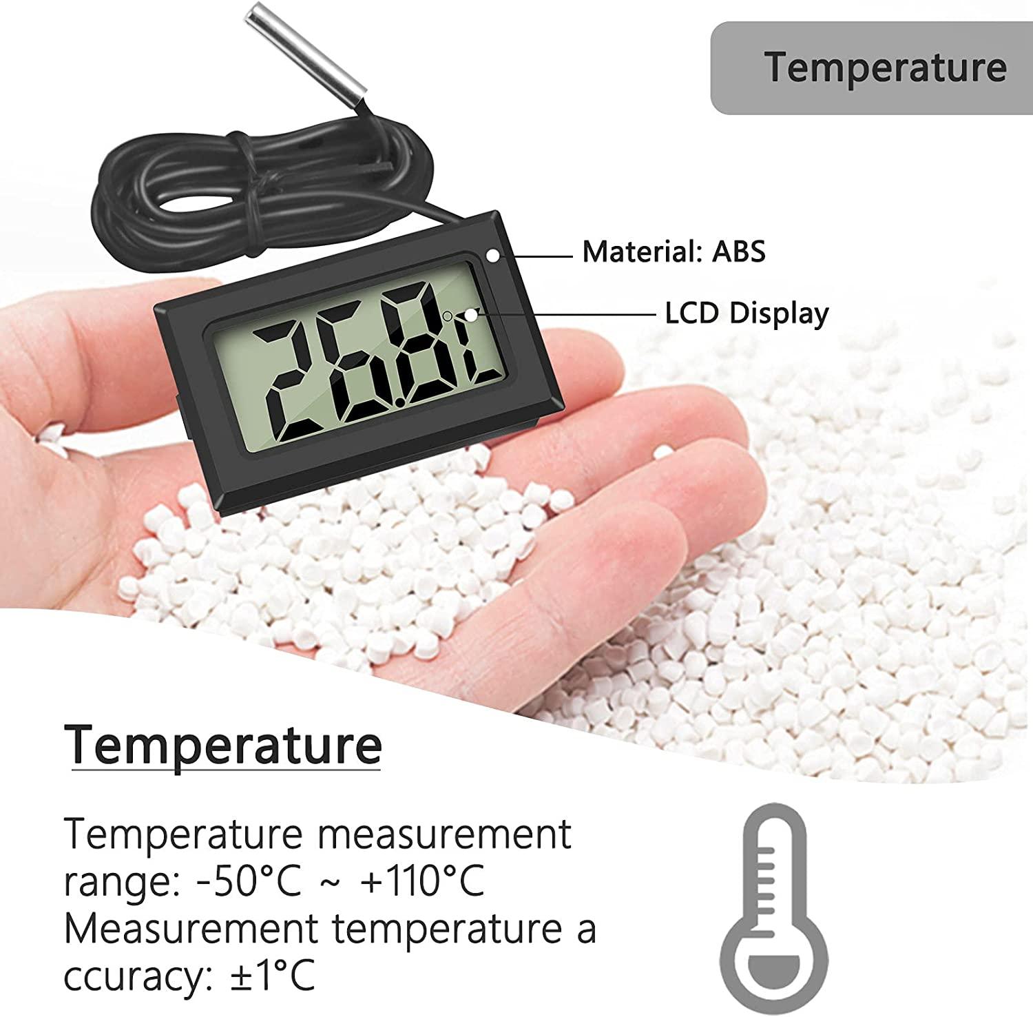 4PCS Mini Nhiệt kế LCD kỹ thuật số Nhiệt độ với Máy kiểm tra cảm biến đầu dò nhiệt độ cho Tủ lạnh Tủ đông Hồ cá