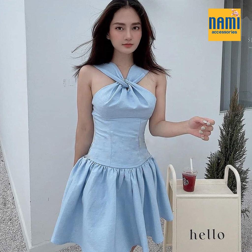 Đầm Xoè Cổ Yếm Xoắn Ngực Cách Điệu Đuôi Cá Xinh Xắn Dễ Thương Đáng Yêu - ATNU024