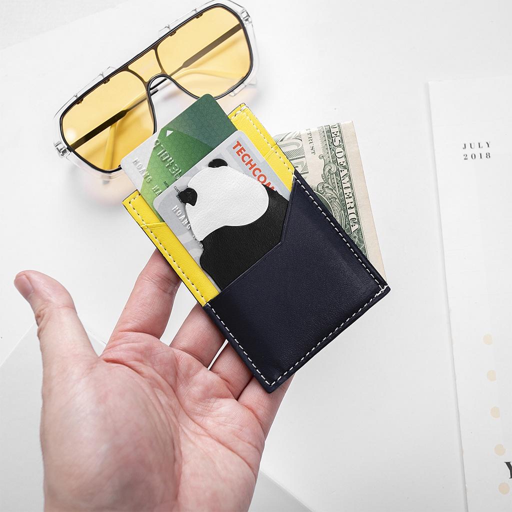 Ví Da Nam Nữ AROTI Nhỏ Gọn Đựng Thẻ Panda Card Holder Chất Da Bò Đẹp Cao Cấp, Dáng Unisex Độc Đáo ,Bảo Hành 10 Năm V609