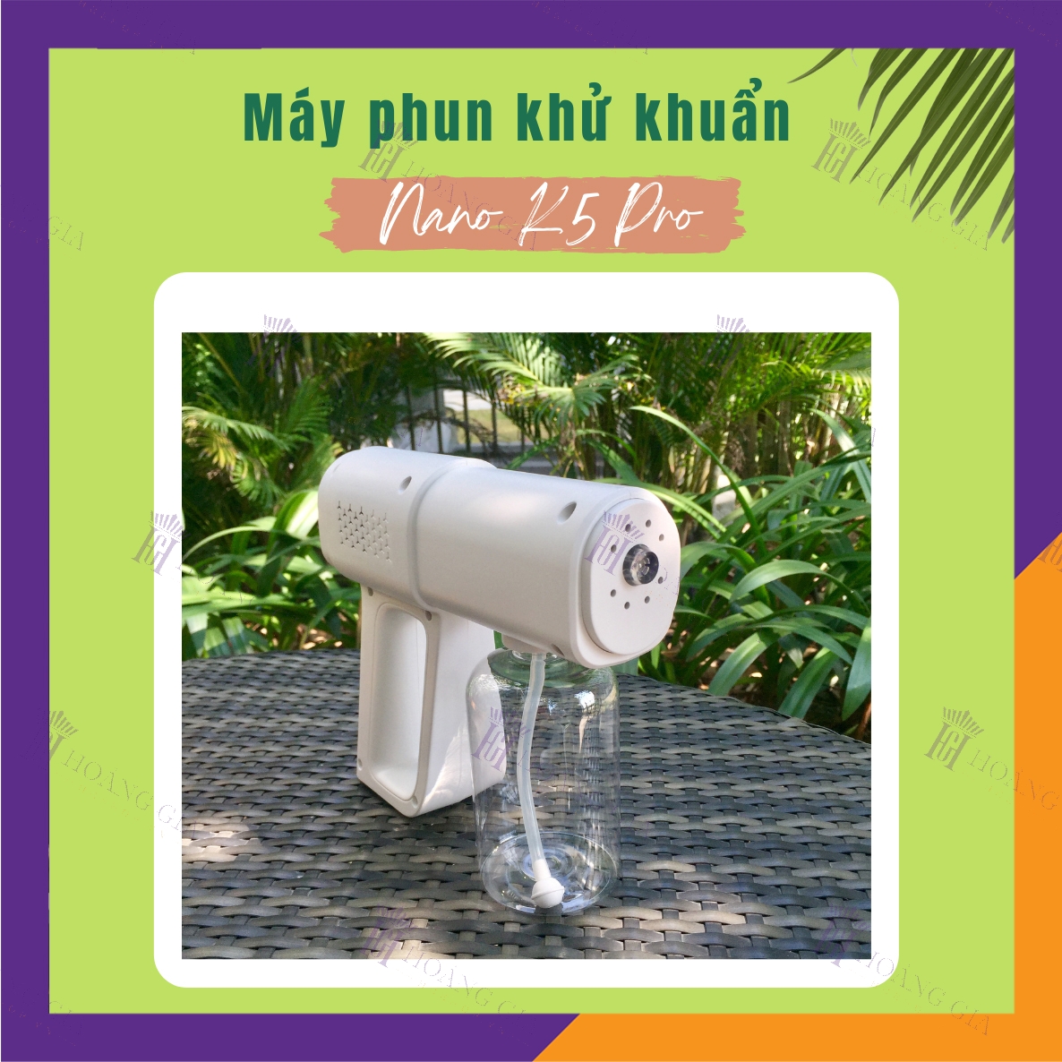 Máy Phun Khử Khuẩn Nano K5 PRO Hoàng Gia Công Suất Lớn Không Dây Cầm Tay - HÀNG CHÍNH HÃNG - Pin siêu bền 2 Chế Độ Phun Với Chùm 8 Đèn Led UV Khử Trùng Sạch Vi Khuẩn - Thiết Kế Nhỏ Gọn - Dạng Sạc Pin Di Động, Dễ Dùng