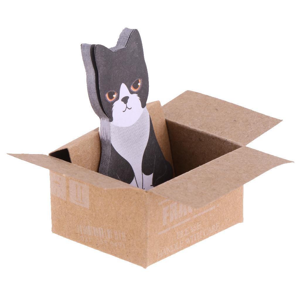 5 Pieces Cute Kawaii Cartoon Box 3D Cat Memo Pad Sticky Note Self-Stick Gift