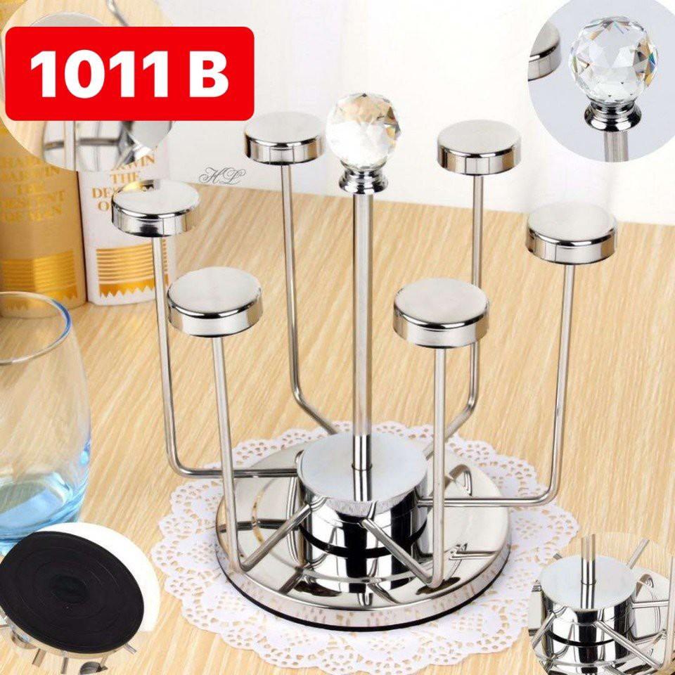 Giá úp các loại cốc inox bạc tay cầm kim cương xoay 360 độ