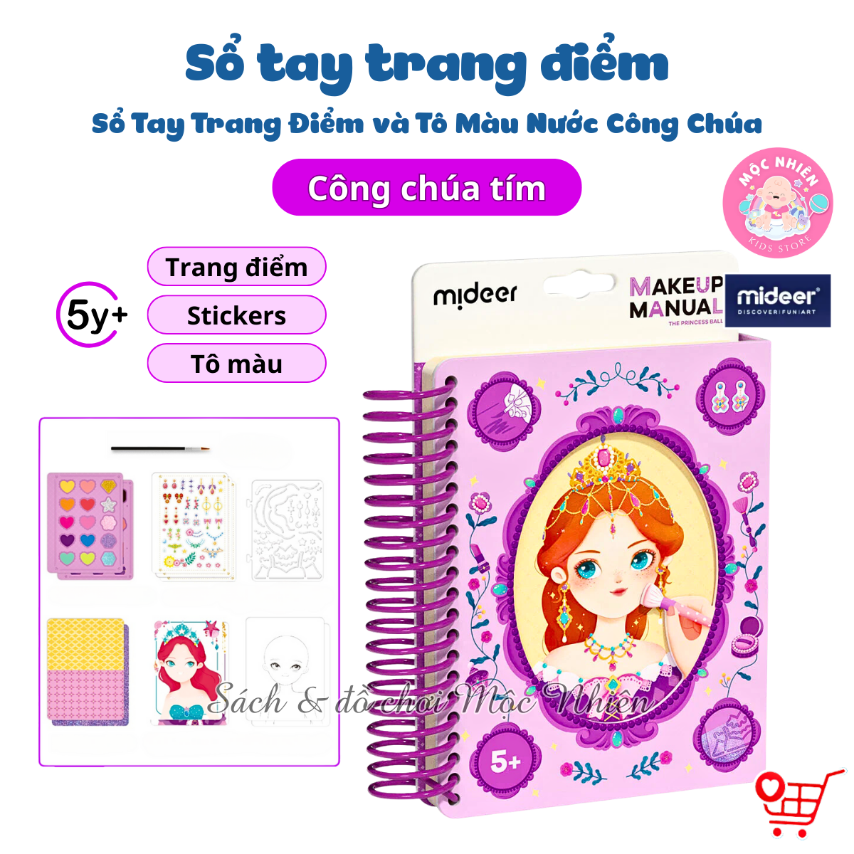 Đồ chơi Sổ Tay Trang Điểm và Tô Màu Nước Công Chúa - Mideer Makeup Manual - Dành cho bé từ 5 tuổi