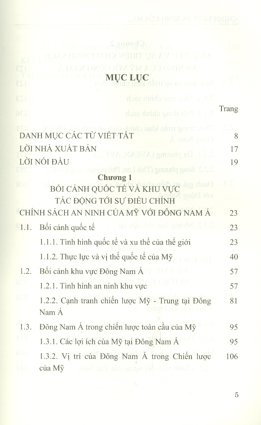 Chính Sách An Ninh Của Mỹ Với Đông Nam Á Dưới Thời Tổng Thống Donald Trump (Sách chuyên khảo)