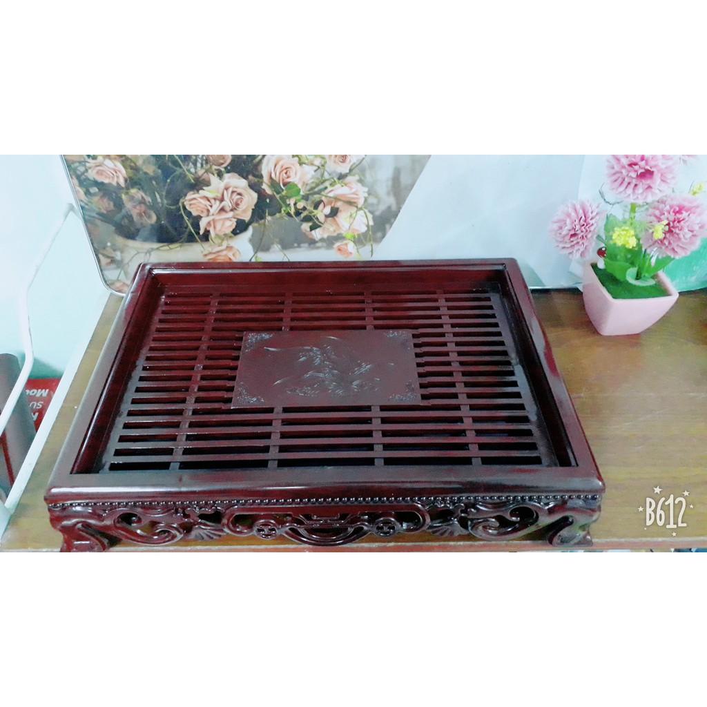 Khay sập đựng ấm chén nhựa giả gỗ 40x30cm - Loại 1