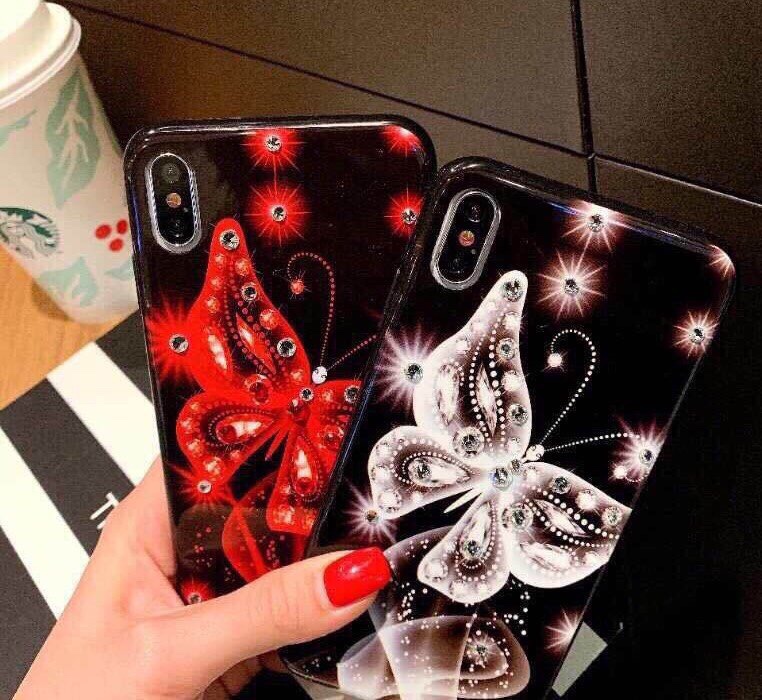 ỐP LƯNG MẶT KÍNH HÌNH BƯỚM CHO IPHONE XS MAX