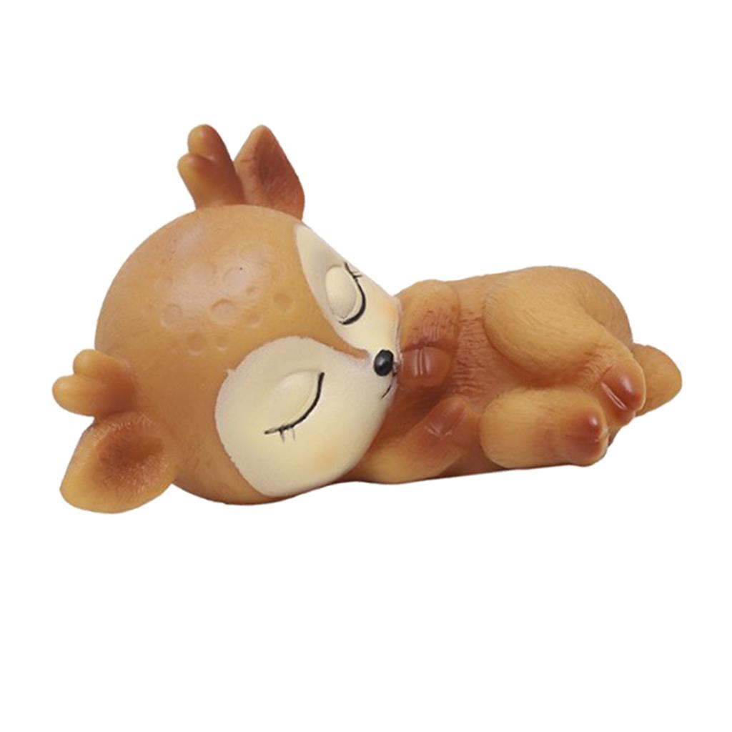 4pcs Deer Figurines Toy Kawaii Sleeping Animal Baby Decor Silicone Ornament