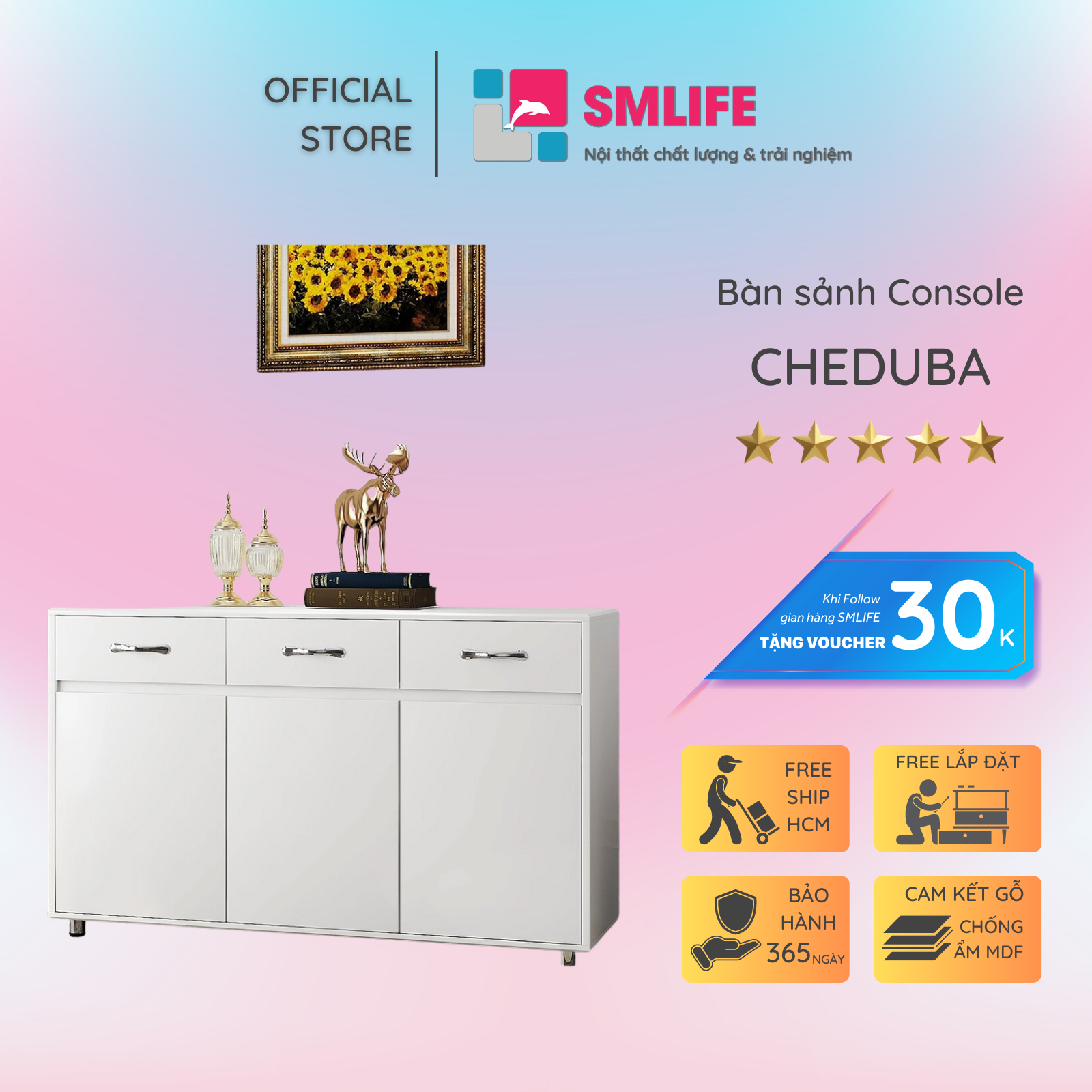 Bàn sảnh ra vào gỗ hiện đại SMLIFE Cheduba