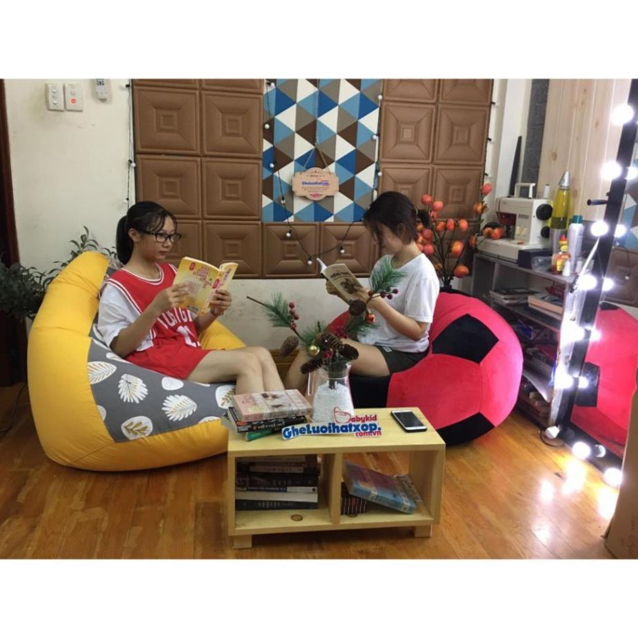 Ghế xốp dáng lê TONE VÀNG , cỡ M, thô canvas phối kaki vàng