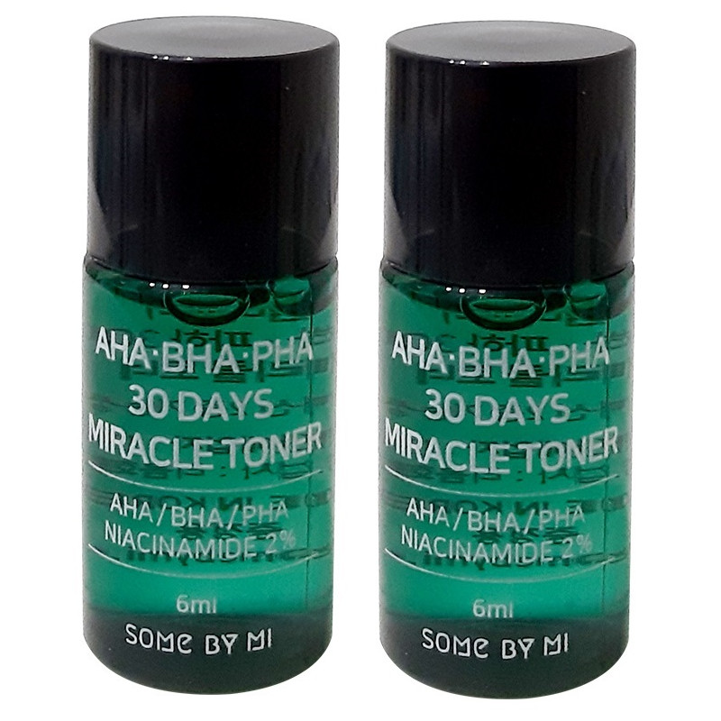 Combo 2 Nước hoa hồng giảm mụn Some By Mi AHA BHA PHA 30 Days Miracle Mini 6ml x 2