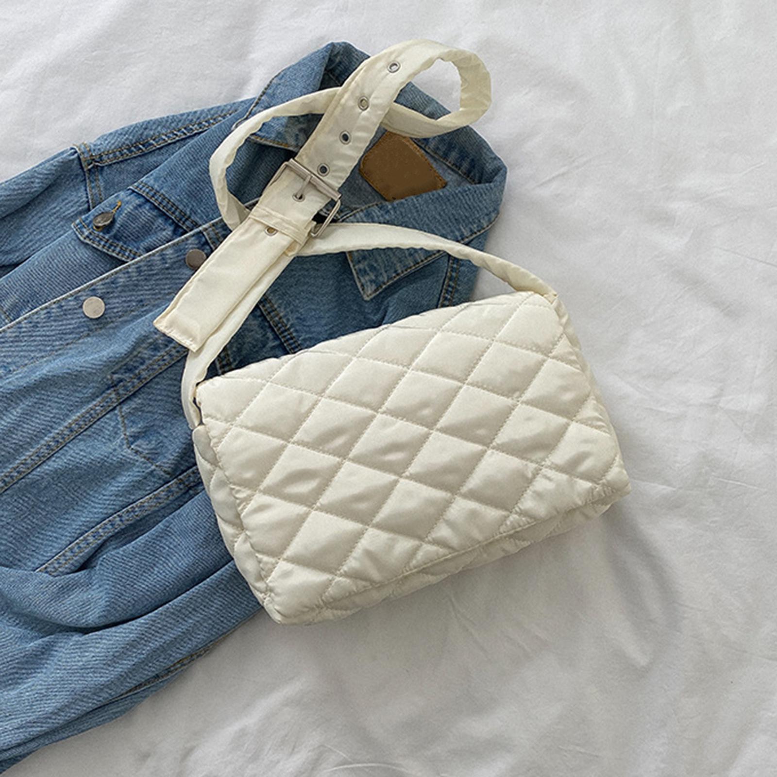 Female Woman Casual Shoulder Bag Soft Quilted Fashion Strap Length 132cm