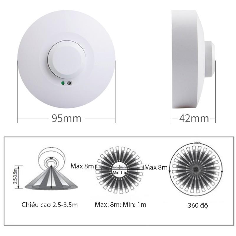 Công tắc cảm biến chuyển động vi sóng rada M002, loại tròn gắn trần, tường