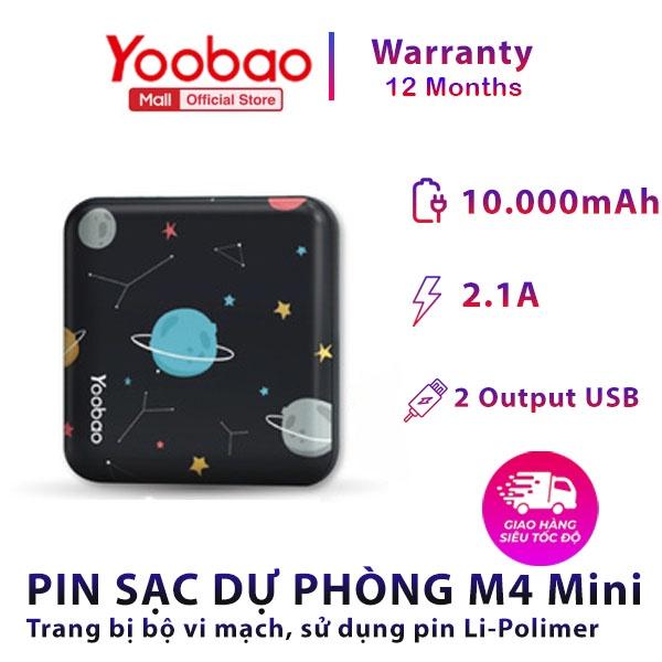 Pin sạc dự phòng Yoobao M4 mini 10000mAh Pin Li-Polymer 2 đầu vào 2 đầu ra cho điện thoại máy tính bảng.... - HÀNG NHẬP KHẨU