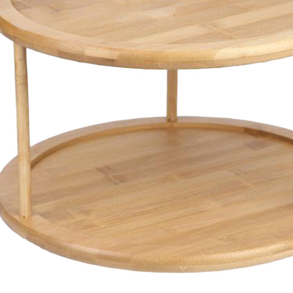 Bamboo Turntable Kitchen Organizer Rack Spice Storage 12 Inch 2 Tier