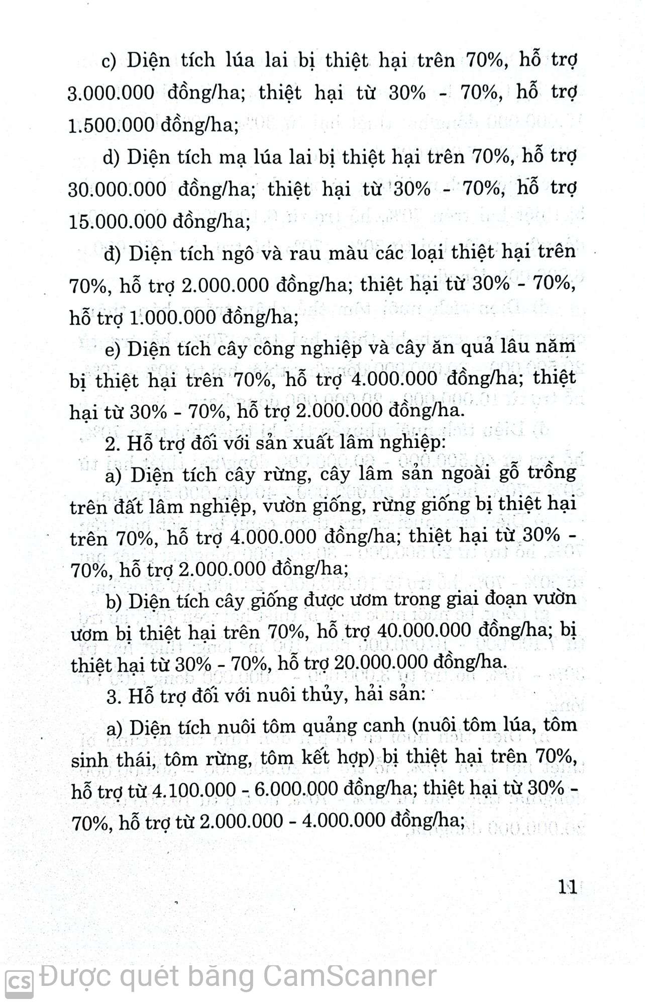 Quy định pháp luật về cơ chế, chính sách hỗ trợ sản xuất nông nghiệp để khôi phục sản xuất vùng bị thiệt hại do thiên tai, dịch bệnh