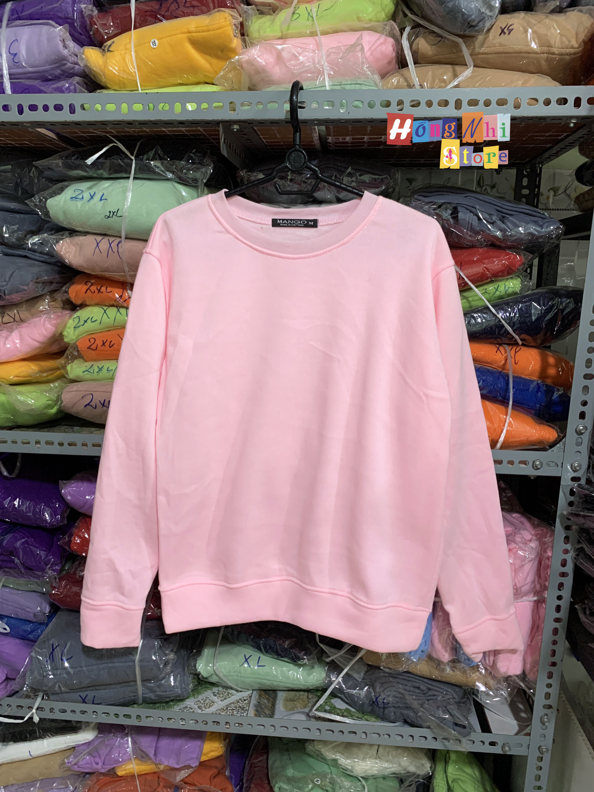 Áo Sweater Trơn Chất Nỉ Lót Bông Màu Hồng Tươi - Sweater Unisex - MM