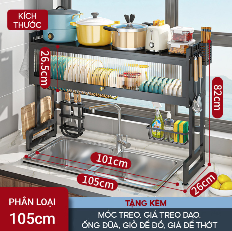 Kệ chén đĩa bát có nắp đậy 2 tầng sạch sẽ chống bụi cho nhà bếp tiện lợi - Hàng cao cấp