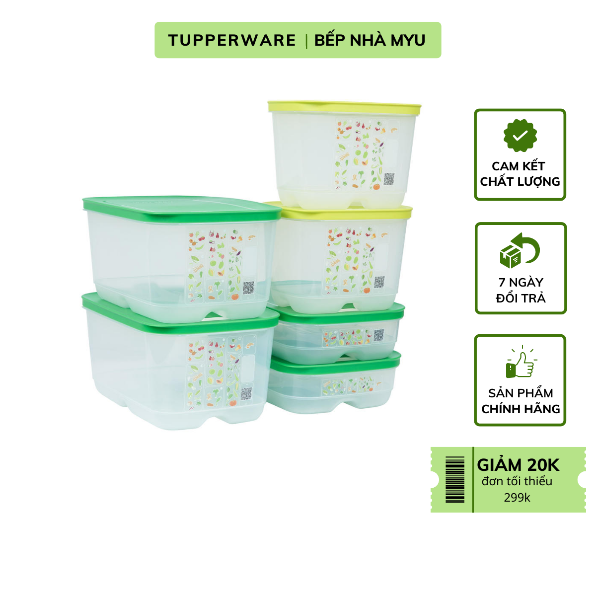 Bộ Hộp Tupperware Trữ Mát Có Nút Hô Hấp Ventsmart - Hàng Chính Hãng