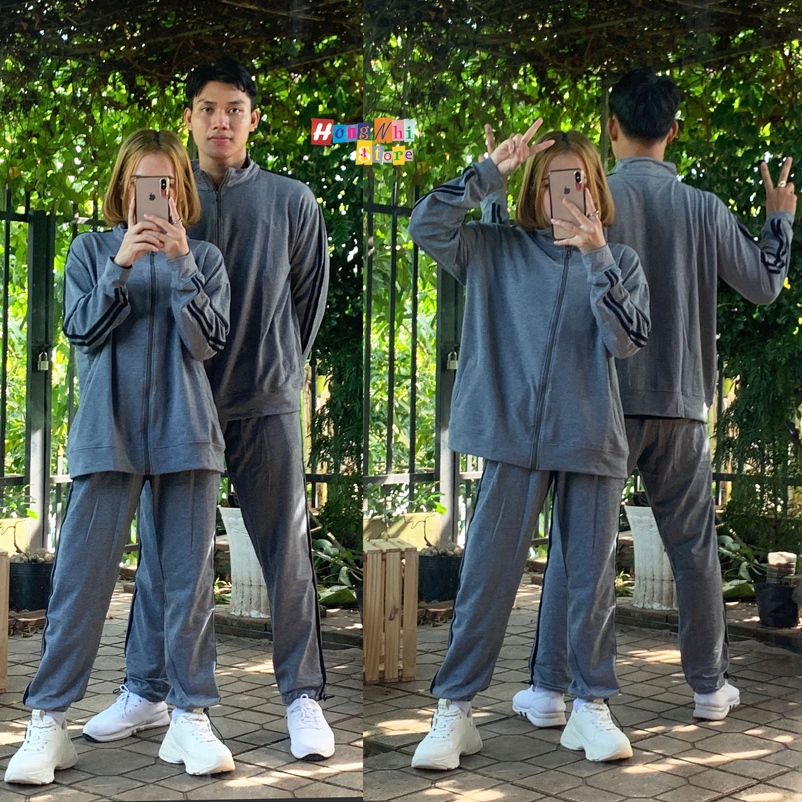 Set Bộ Thể Thao Oversize Ulzzang Unisex Áo Khoác Tay Dài Quần Jogger Dài Màu Xám Cao Cấp - MM