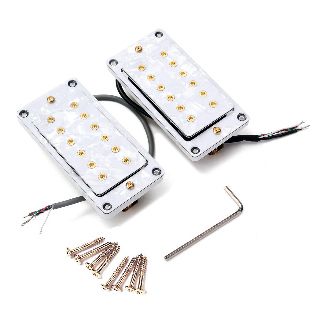 Height Adjustable Double Coil Neck Bridge Pickup for Electric Guitar White