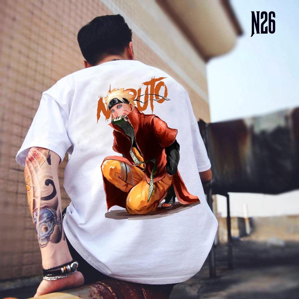 ÁO THUN UNISEX NAM NỮ naruto cam ngồi bỏ tay dô túi
