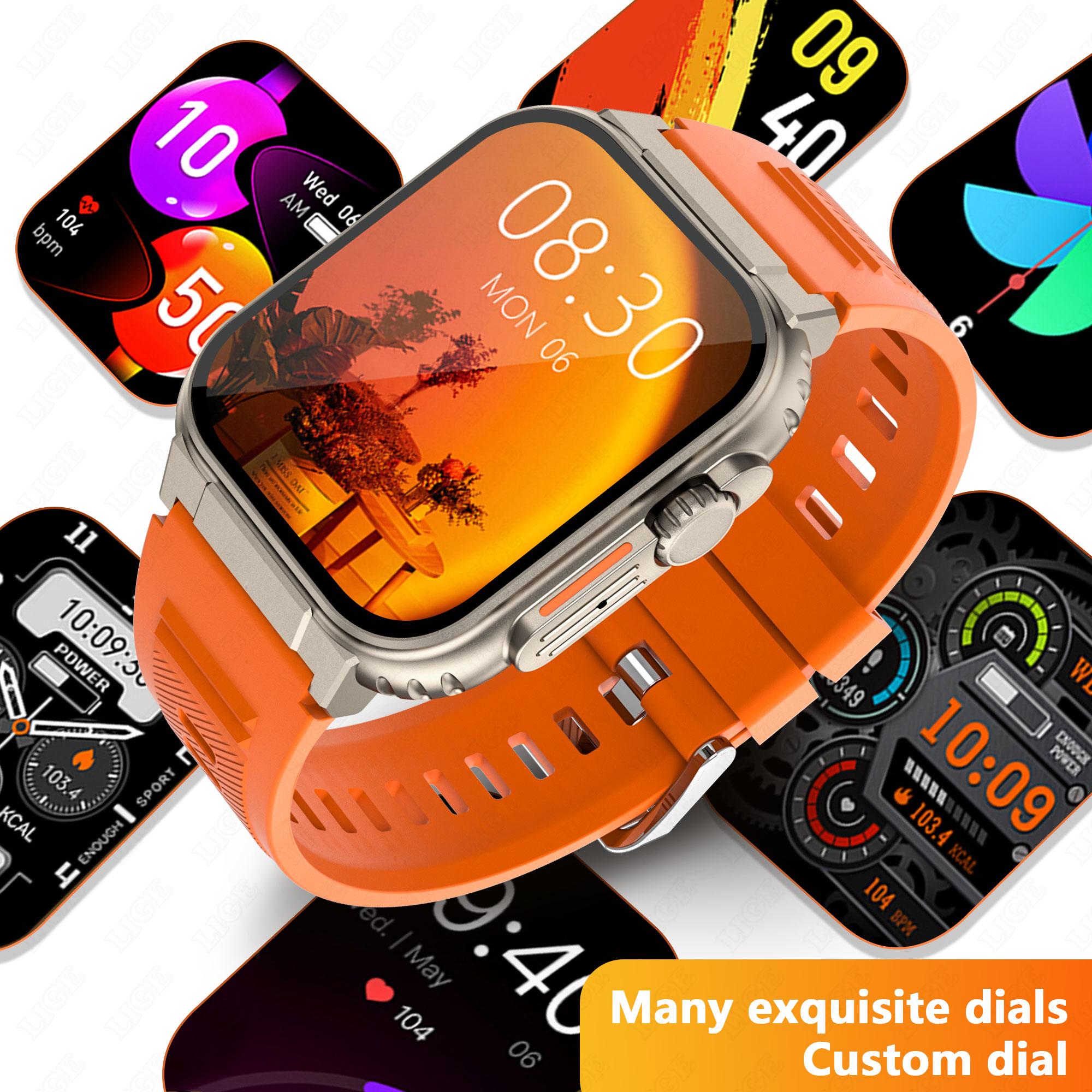 Lige 600mah New Ultra Smart Watch Men Bluetooth Gọi TWS Đồng hồ thể thao âm nhạc địa phương 1.96 '' IP68 Waterproof Relógio Smartwatch Women