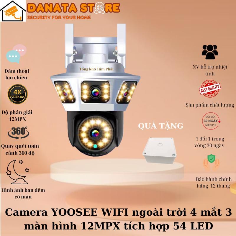 (Lỗi 1 đổi 1) Camera yoosee 4 mắt 3 khung hình độc lập ZOOM 12X độ phân giải 12mpx siêu nét, giám sát ngoài trời chống nước, xem ban đêm có màu - Hàng nhập khẩu