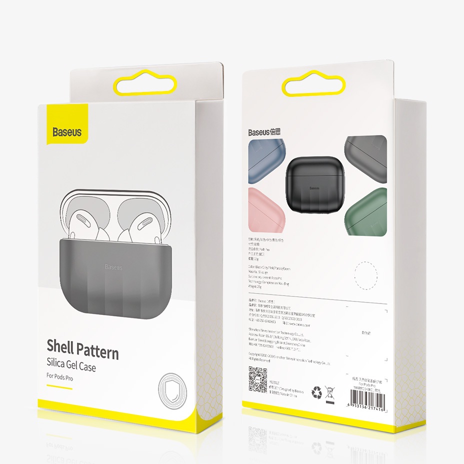 Bao case chống sốc silicon siêu mỏng cho tai nghe Apple Airpods Pro hiệu Baseus Shell Pattern (Mỏng 0.8mm, bảo vệ toàn diện, vật liệu cao cấp) - Hàng nhập khẩu