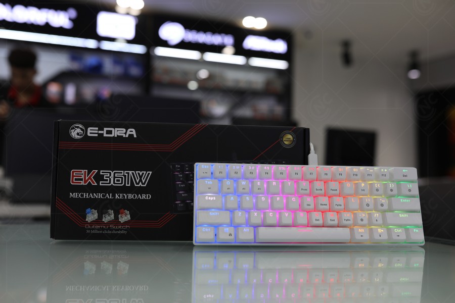 [Tặng Keycap Sao vàng] Bàn Phím Cơ Gaming Bluetooth E-Dra EK361W Màu Trắng - Hàng Chính Hãng