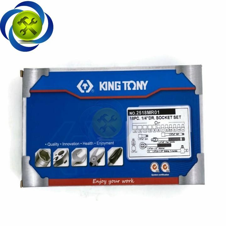 Bộ tuýp 1/4 Kingtony 2518MR01 18 chi tiết loại tuýp 6 cạnh